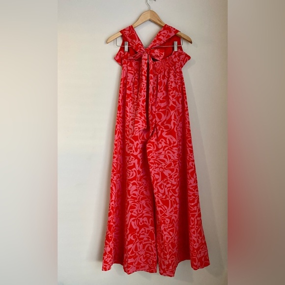 NWOT Free People Kira Jumpsuit red/pink 
Wide Leg Size L - Picture 3 of 9